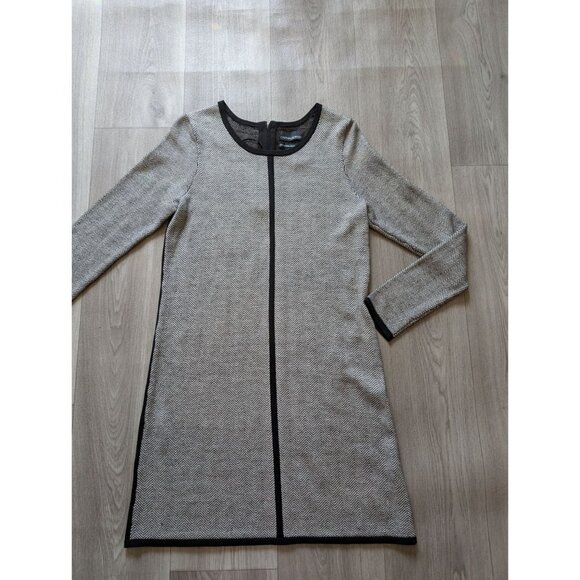 Cynthia Rowley Womens Herringbone Long Sleeve Wool Tunic Dress Black & Gray M - Picture 4 of 8